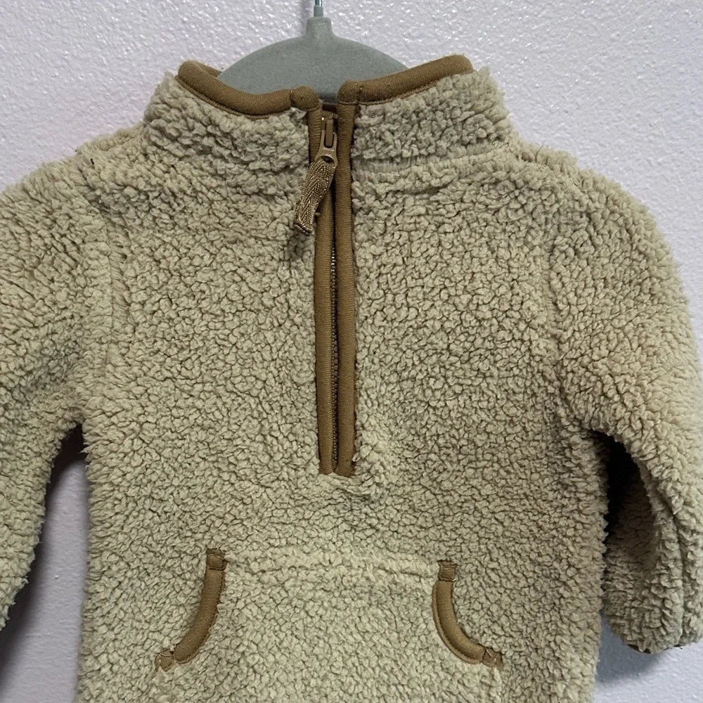 Carter's Cream Sherpa One-Piece with Tan Trim